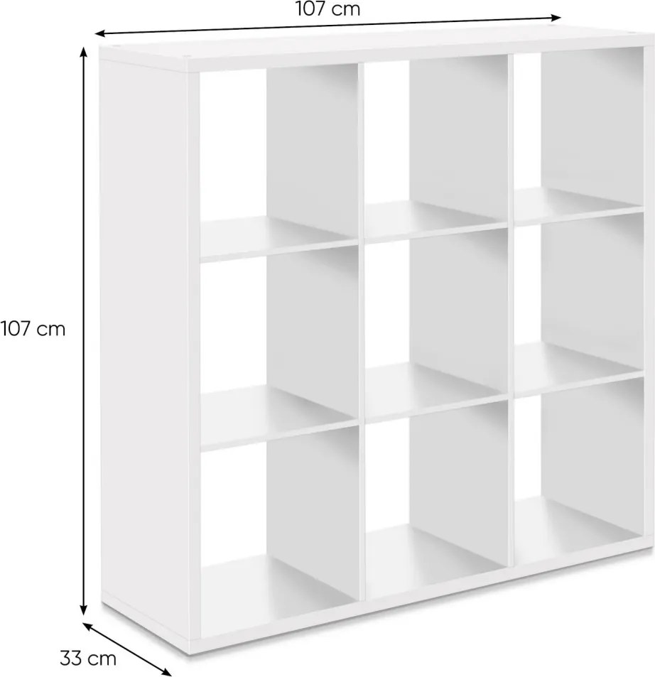Regál Max, 3x3 priehradky, biely