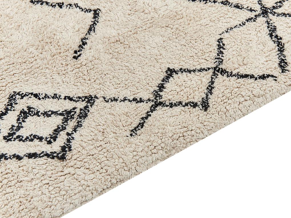 Bavlnený koberec 160 x 230 cm béžová/čierna SOMEK Beliani