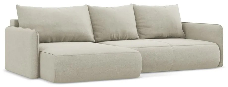 Krémovobiela rozkladacia/s úložným priestorom rohová pohovka (ľavý roh) Nanea – Makamii