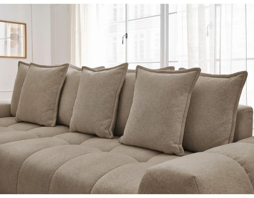 Taupe ženilková rozkladacia/s úložným priestorom rohová pohovka (ľavý roh/s leňoškou) Everest – Bobochic Paris