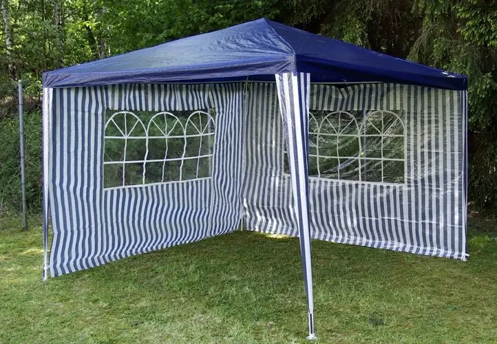 Garthen 652 Záhradný párty stan - modrý 3 x 3 m + 2 bočné steny