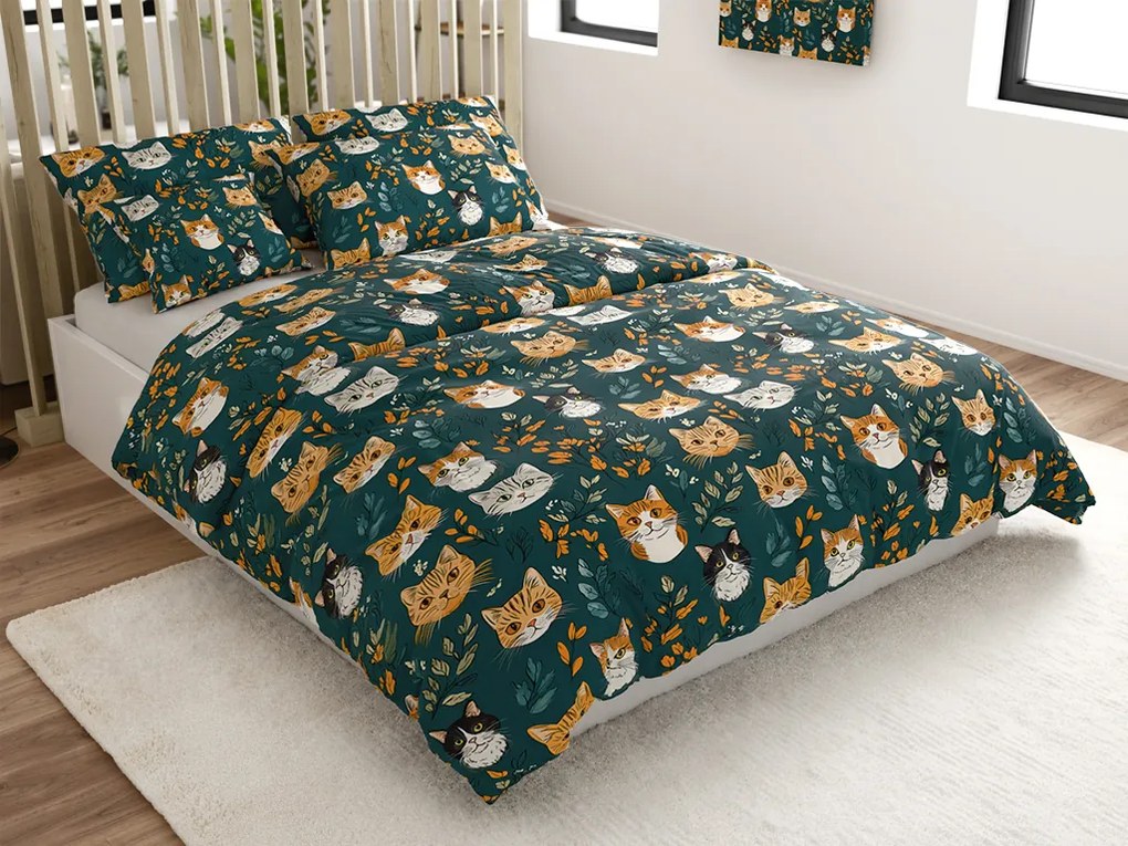 Bavlnené obliečky CATTAMI POLY tmavozelené Rozmer obliečky: 70 x 90 cm | 140 x 200 cm
