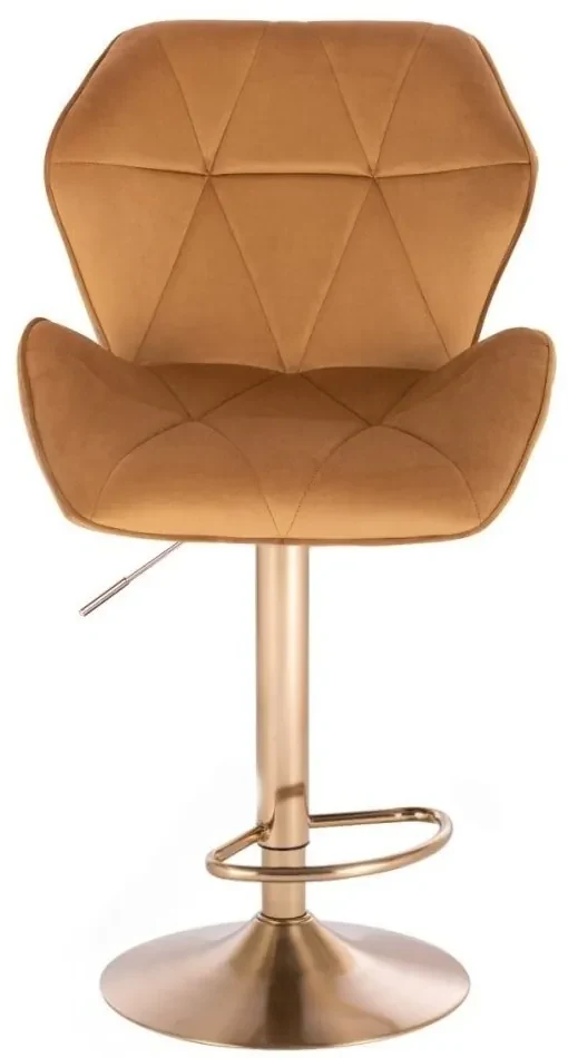 LuxuryForm DESIGN Barová stolička MILANO MAX VELUR na zlatom tanieri - hnedá