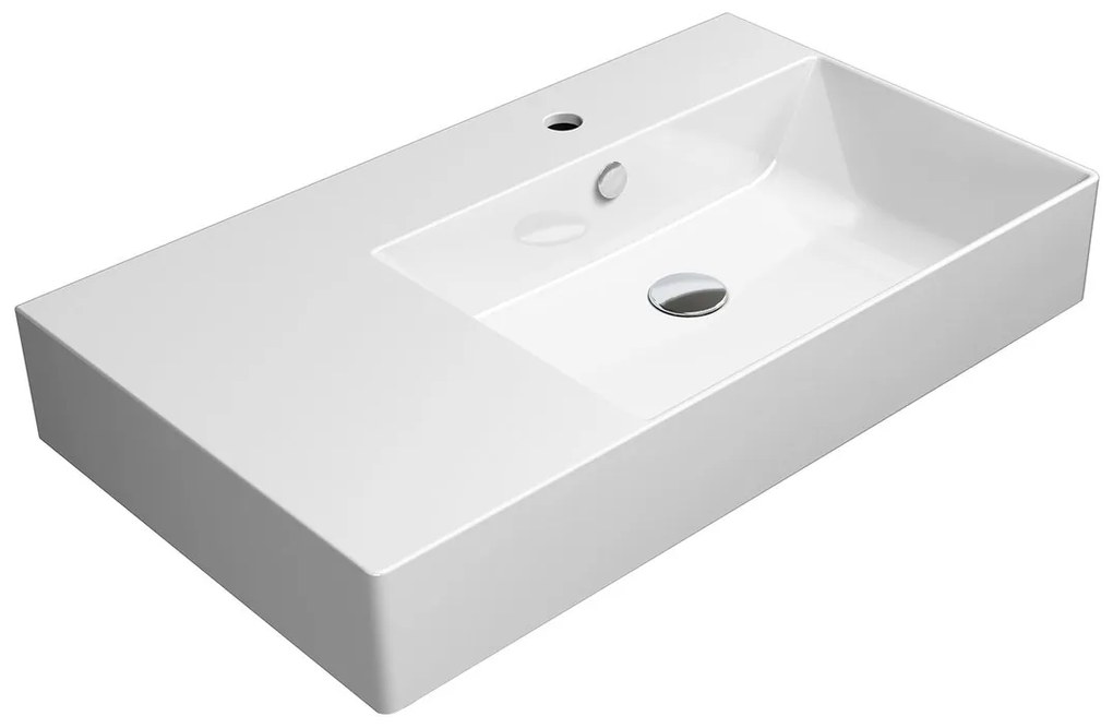 GSI GSI, KUBE X keramické umývadlo 80x47 cm, s odkladacou plochou vľavo, biela ExtraGlaze, 9457111