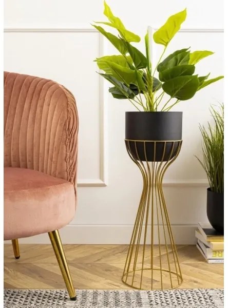 Kovový kvetináč LOFT 56x20 cm zlatá/čierna