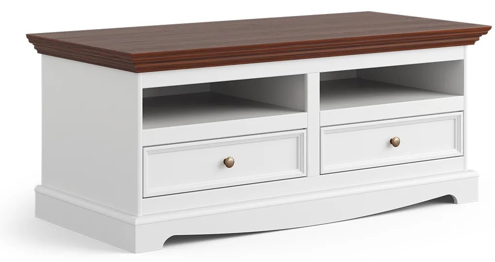 PROXIMA.store - Rustikálny TV stolík z masívneho dreva - BELLUNO ELEGANTE FARBA: biela