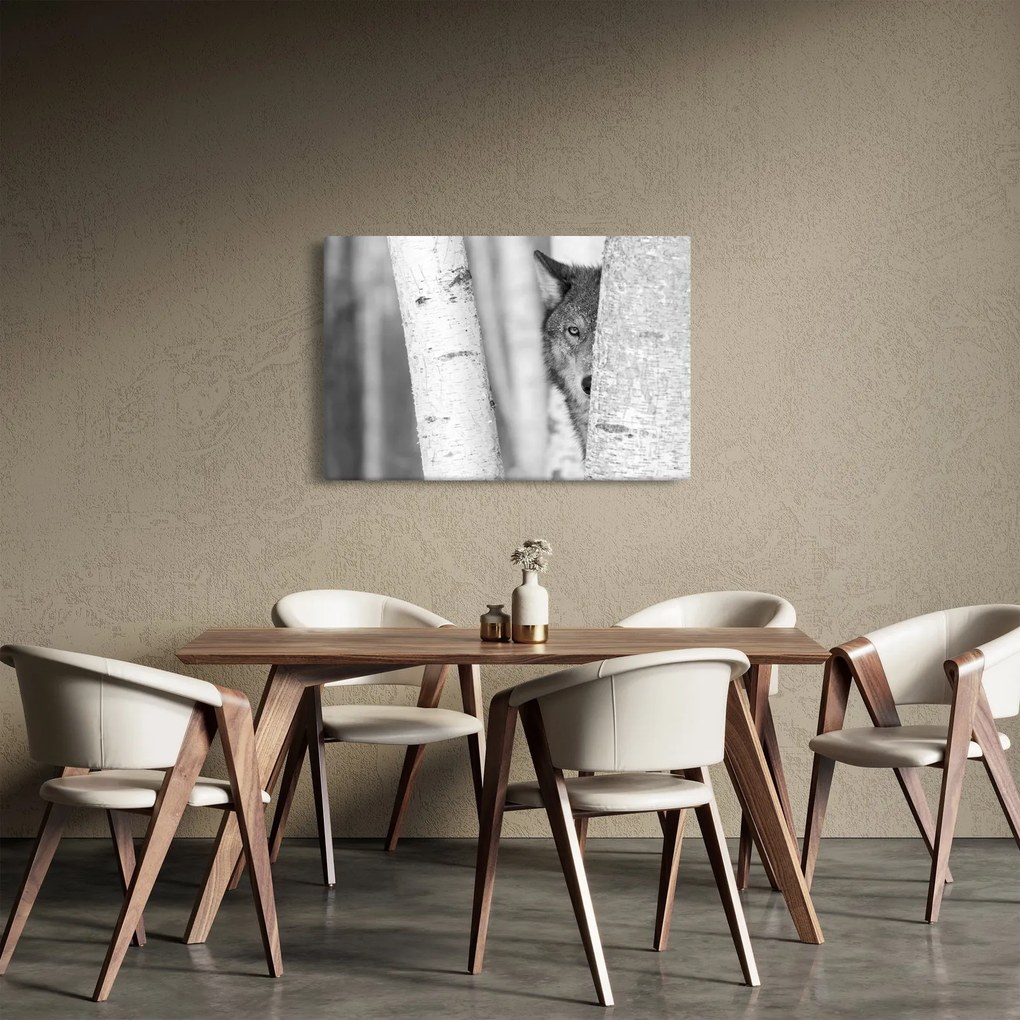 Obraz - Vlk v lese (90x60 cm)