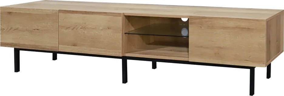 TV stolík, dub/čierna, BASTIEN