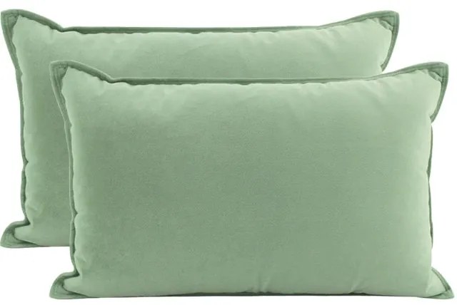 Zelený zamatový povlak na vankúš MISTY JADE 72x52 cm