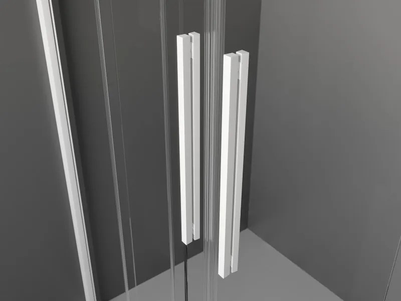 Mexen Velar L Duo, sprchový kút s posuvnými dverami 100 x 100 cm, 8mm číre sklo, biela matná, 871-100-100-02-03-20