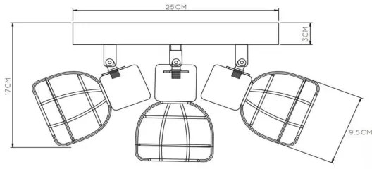 Lucide 00929/13/30 - Bodové svietidlo FILOX 3xE14/40W/230V
