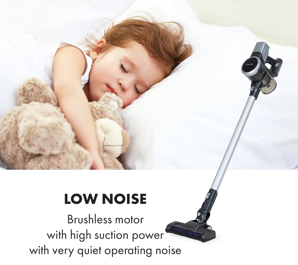 Klarstein Clean Butler 4G Silent, akumulátorový vysávač, 16 kPa, 0,8 l, HEPA10, čierny