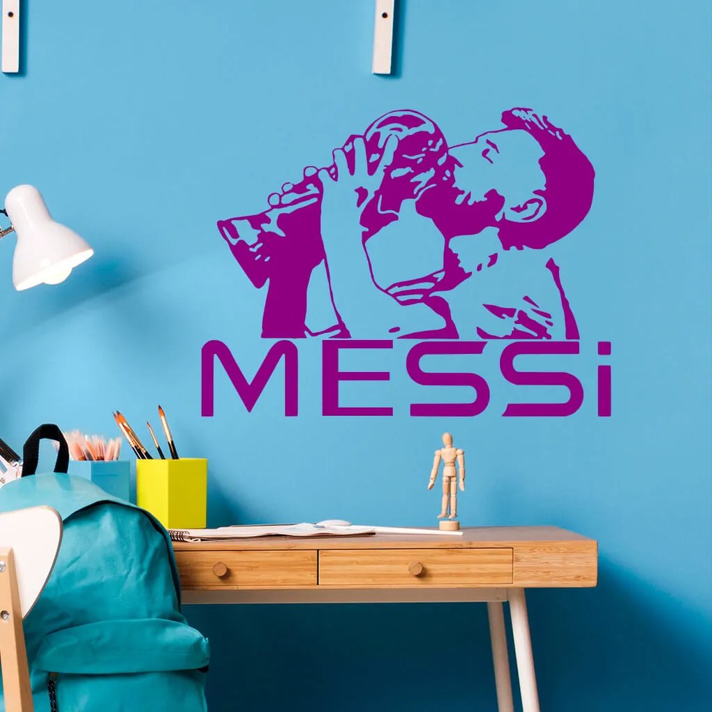 Veselá Stena Samolepka na stenu na stenu Lionel Messi pohár Farba: černá