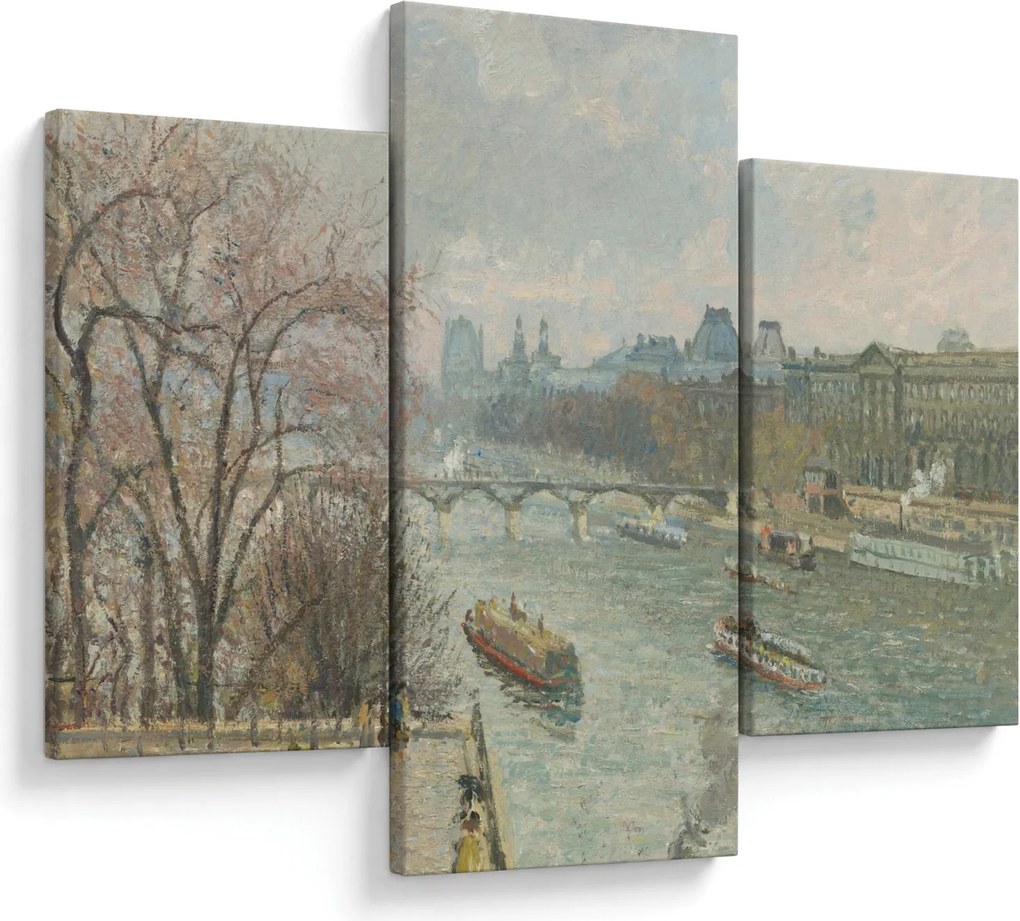 Obraz - Camille Pissarro, The Louvre, Afternoon, Rainy Weather, reprodukcia (90x60 cm)