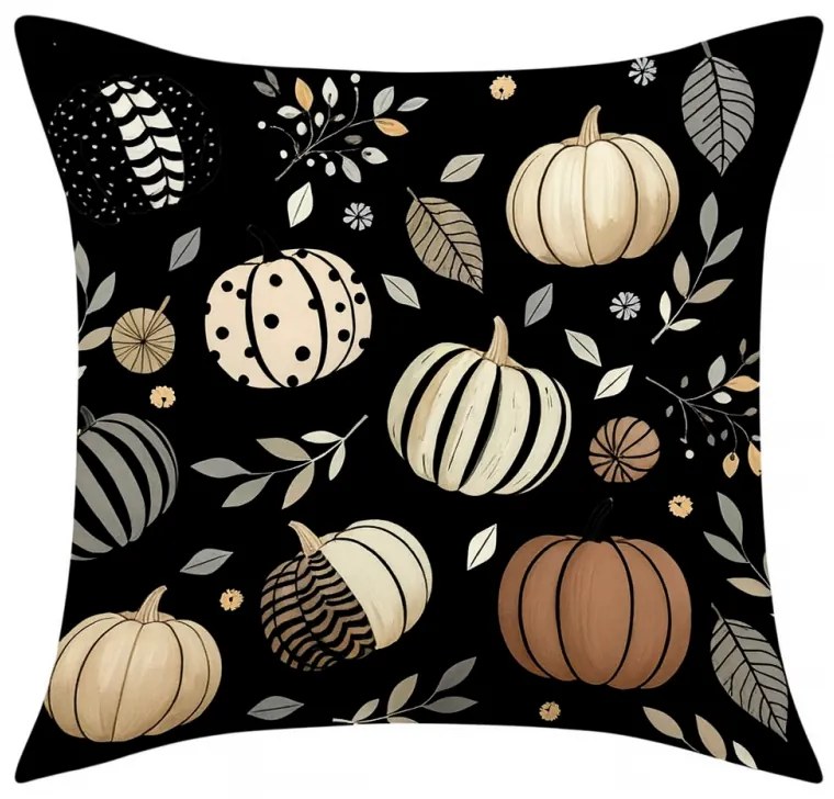 Obliečka na vankúš PUMPKIN NOIR 45x45 cm, čierny