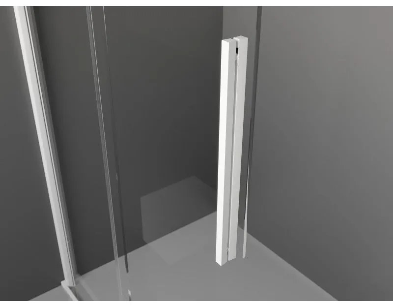 Mexen Velar, sprchová zástena s posuvnými dverami Walk-in 90 x 200 cm, 8mm šedé sklo, biela matná, 871-090-000-43-20