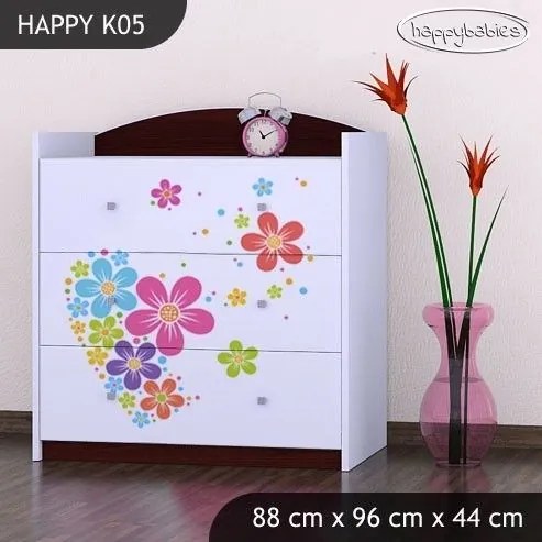Detská komoda KVETINKY v srdiečku - TYP 5