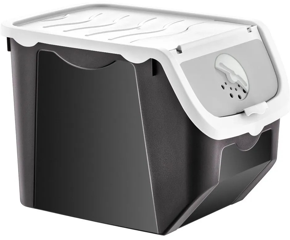 Orion Skladovací box na cibuľu a zemiaky, čierny - biely (12l)