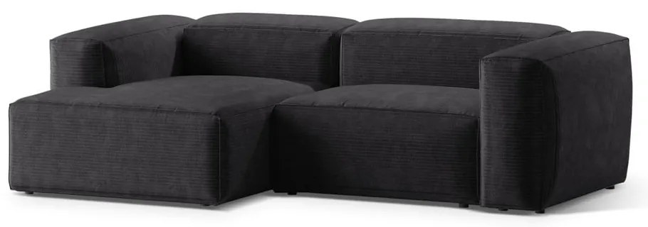 Tmavosivá menčestrová rohová pohovka (ľavý roh/s leňoškou) Bergano – Cosmopolitan Design