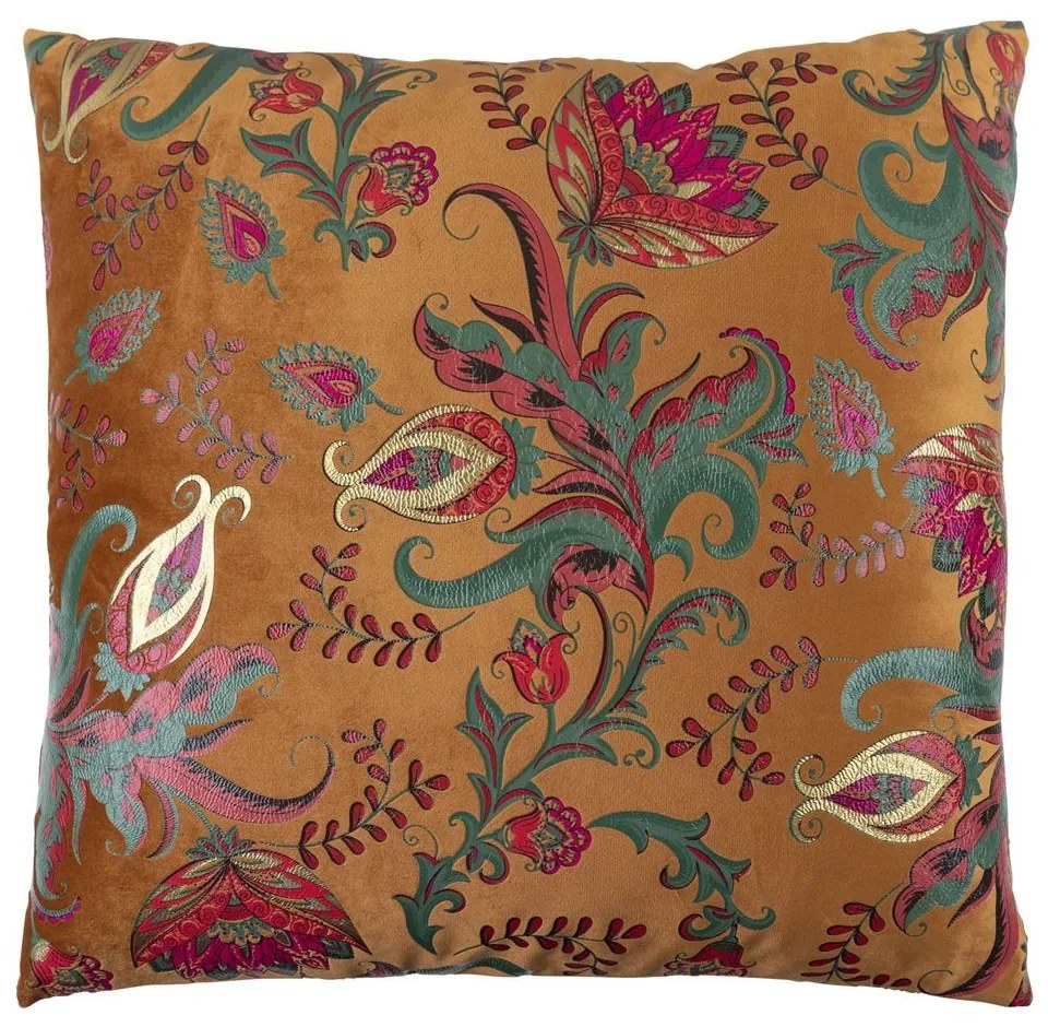 Oranžový štvorcový vankúš s kvetmi Paisley - 45*45*15cm