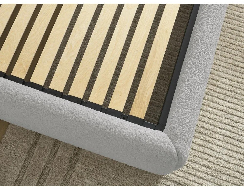 Svetlosivá čalúnená dvojlôžková posteľ s úložným priestorom/bez čela s roštom 160x200 cm Inera – Bobochic Paris