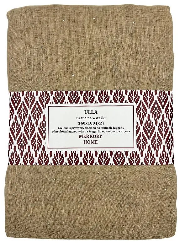 Záclona s provázky Ulla polyester béžová 140x260 Merkury Home II/22