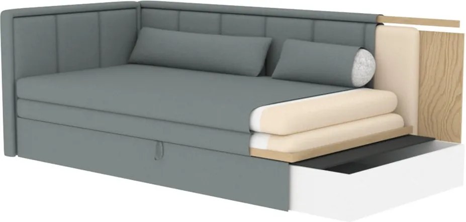 Tmavosivá ženilková rozkladacia/s úložným priestorom pohovka 214 cm Fulgeo – ELTAP