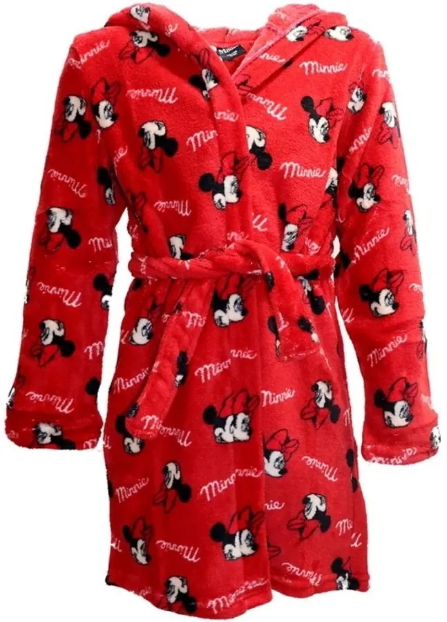 Detský / dievčenský župan s kapucňou Minnie Mouse - Disney - červený, 116 / 128