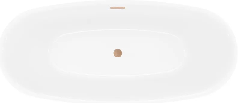 Mexen Luvo Slim, voľne stojaca vaňa 170 × 75 cm, biela lesklá, medený prepad, 52801707500-65