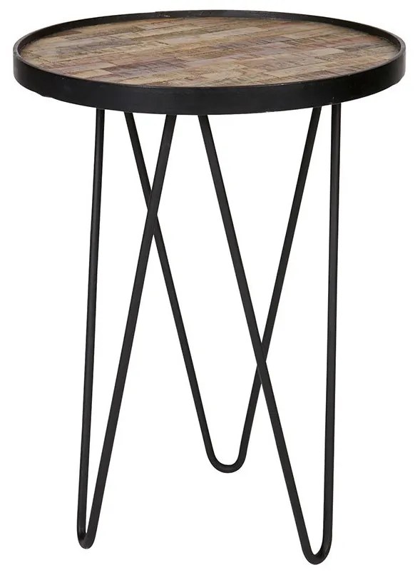 Stolík z recyklovaného dreva Lev 52 × 39 dia cm