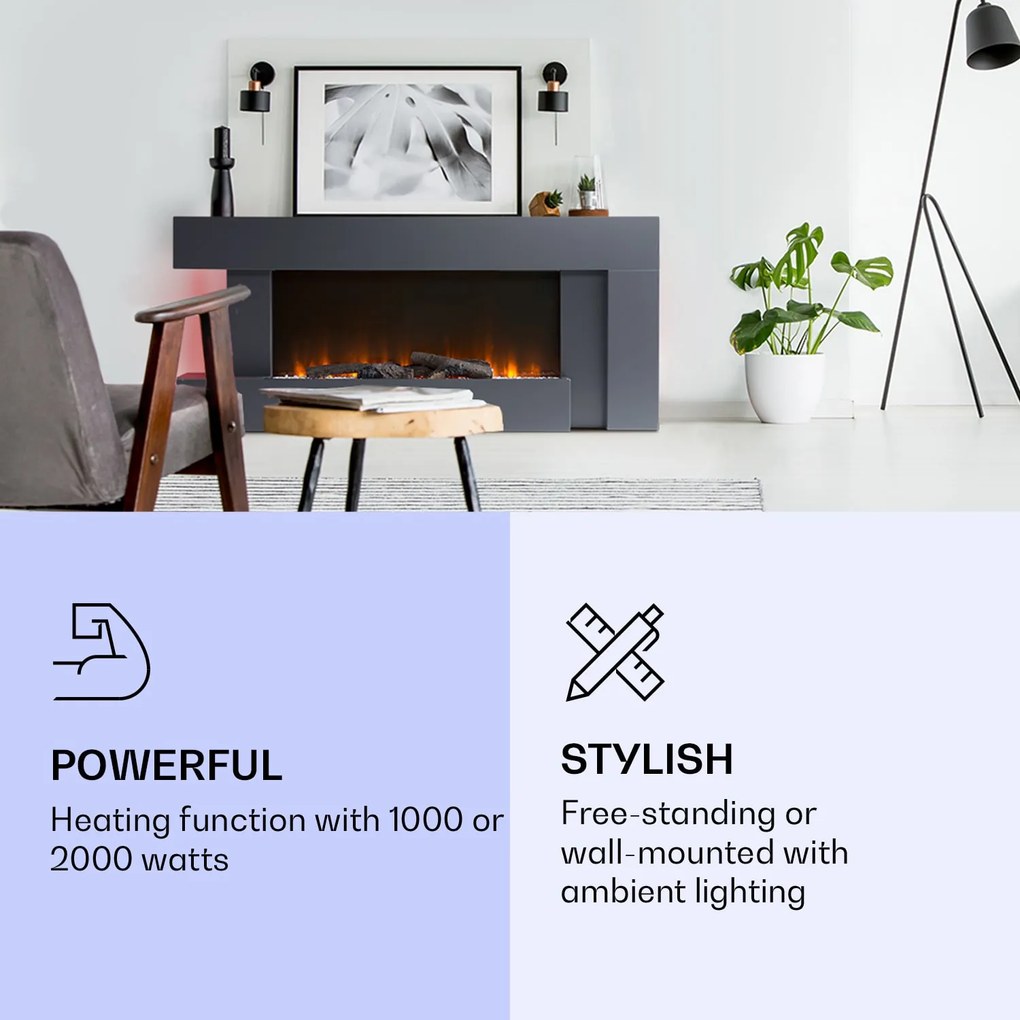 Klarstein Studio Light & Fire 2 Smart, krb, 1000/2000 W, MDF, WiFi Control