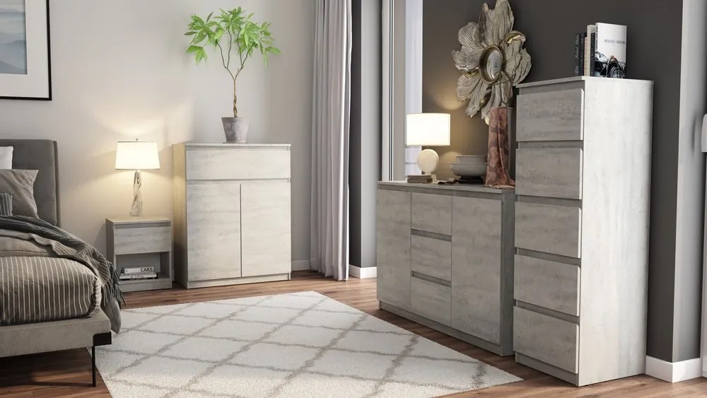 Skrinka so zásuvkou Carlos, šedý beton, 80 cm