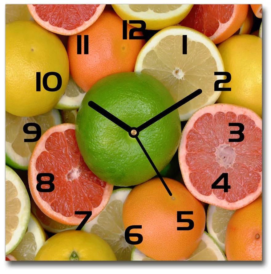 Sklenené hodiny štvorec Citrusové ovocie pl_zsk_30x30_c-f_75213206