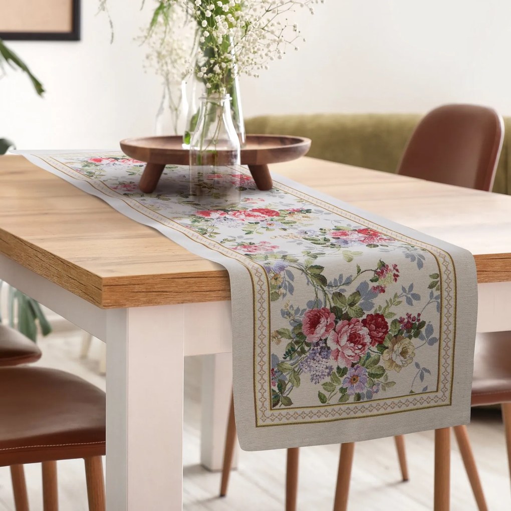 GOBELÍNOVÝ BEHÚŇ NA STÔL ROSE 40X100 CM KVETY