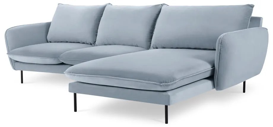 Svetlomodrá zamatová rohová pohovka (pravý roh) Vienna – Cosmopolitan Design