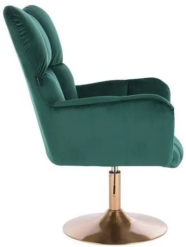 LuxuryForm DESIGN Otočné kreslo AURORA VELUR na zlatom tanieri - zelené