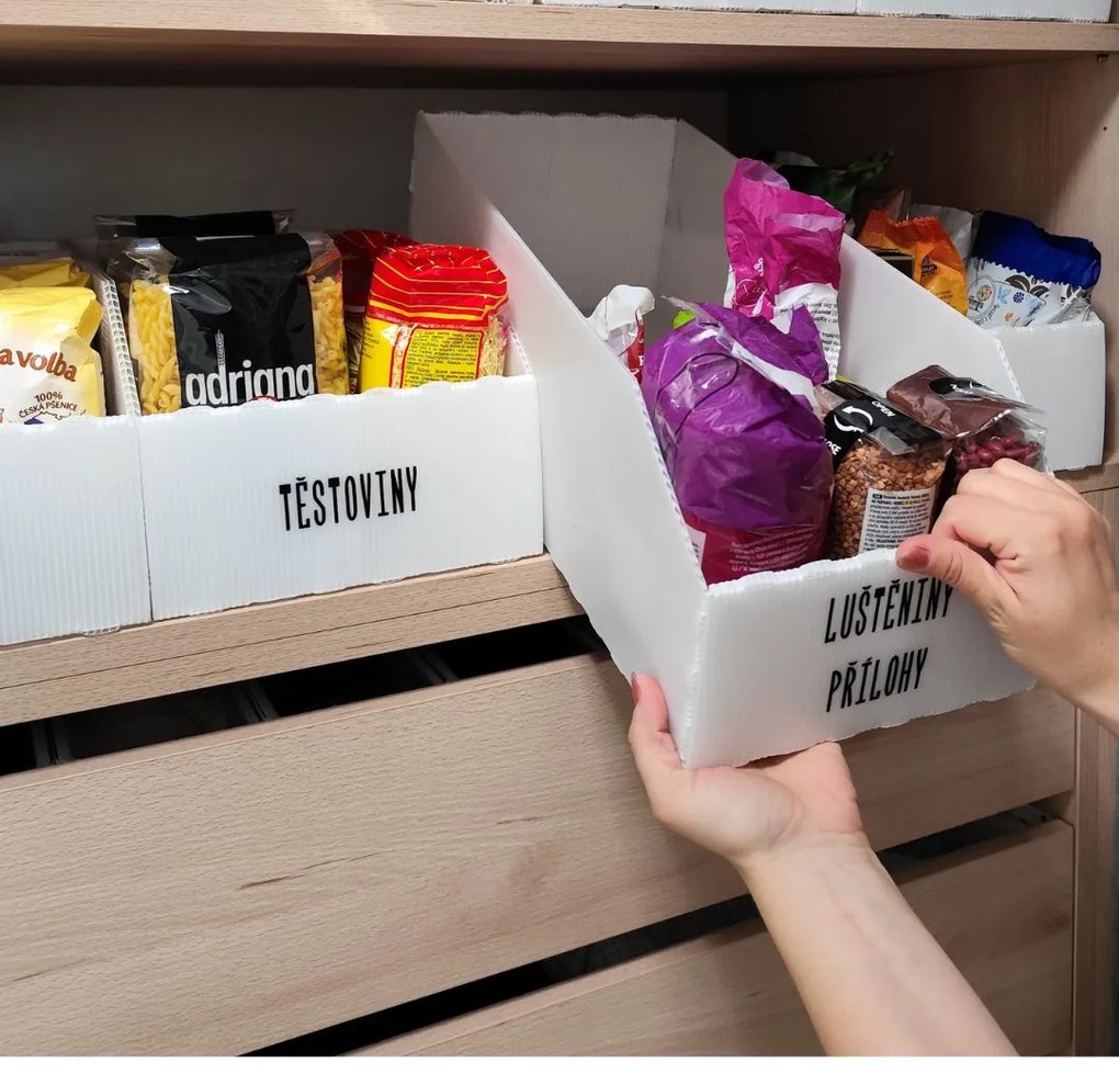 Úložný box, plastový biely 20x50x16cm – do špajze aj do skrine KARTONPLAST