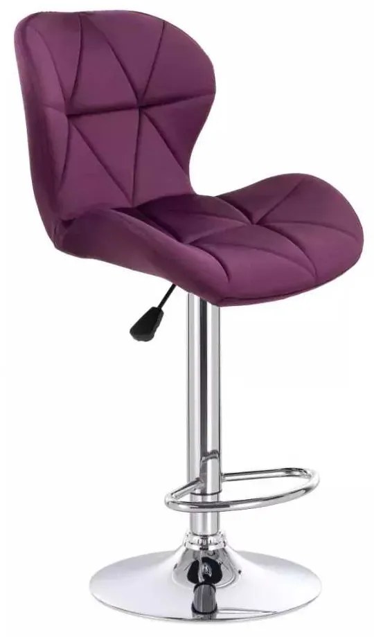 LuxuryForm DESIGN Barová stolička LIVIO VELUR na striebornom tanieri - fuchsia