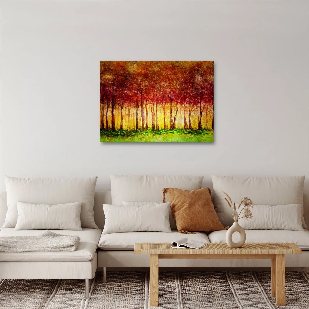Obraz - Maľba listnatého lesa (70x50 cm)