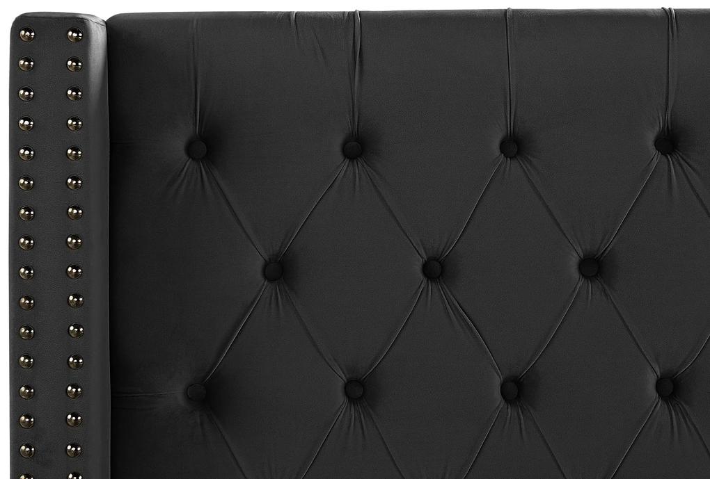 Zamatová posteľ 140 x 200 cm čierna LUBBON Beliani