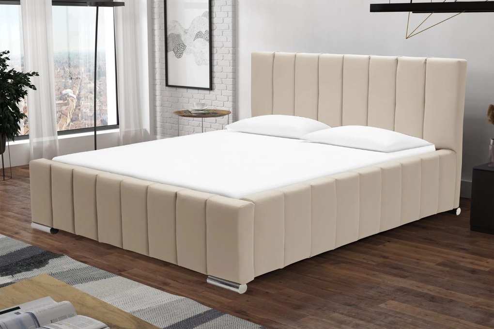 Čalúnená posteľ s úložným priestorom SWEET Béžová 140 x 200 cm