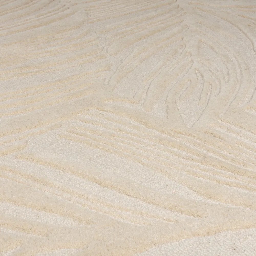 Flair Rugs, Kusový koberec Solace Lino Leaf Natural kruh, 160x160 (priemer) kruh, béžová, obývacia izba