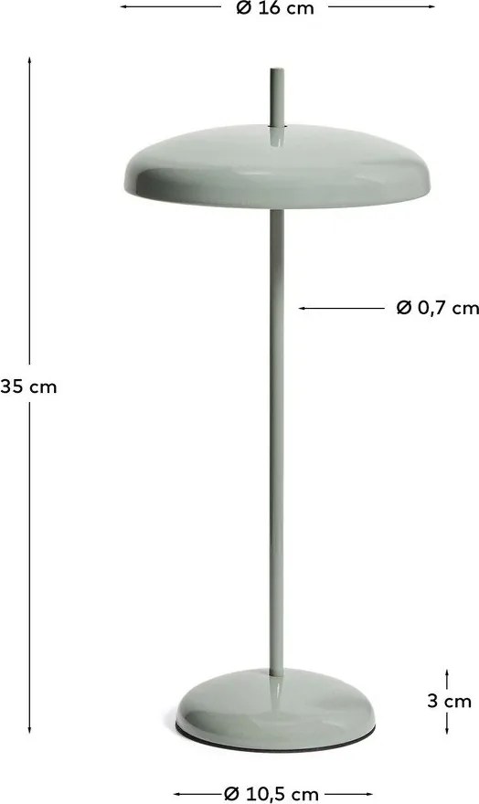 Svetlozelená LED stmievateľná stolová lampa s kovovým tienidlom (výška 35 cm) Porte – Kave Home