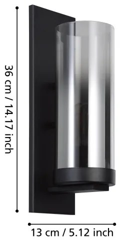 Eglo 44003 - Nástenné svietidlo TOOTHILL 1xE27/40W/230V čierna