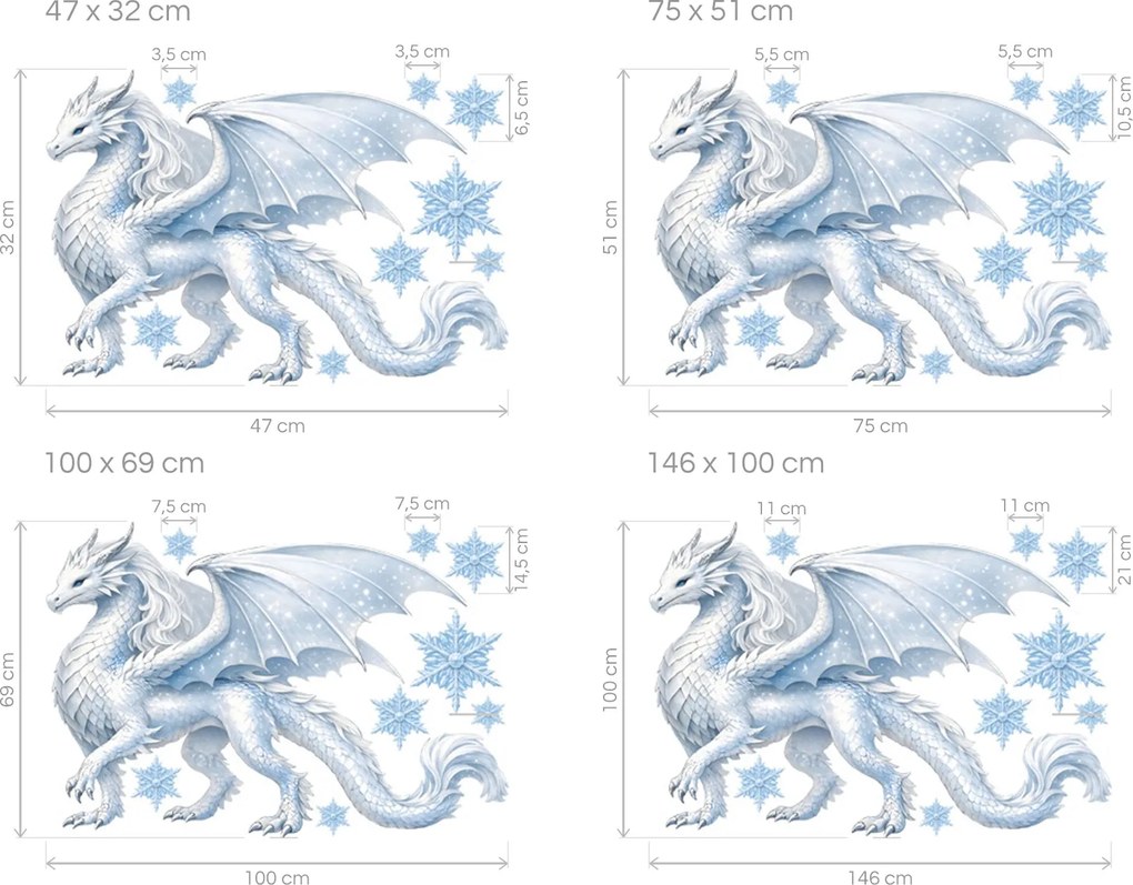 Ľadový drak Frozen textilná preliepateľná nálepka na stenu hárok 47 x 32 cm