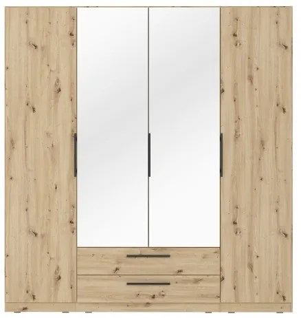 Šatníková skriňa so zrkadlom MARO 200x213 cm dub artisan