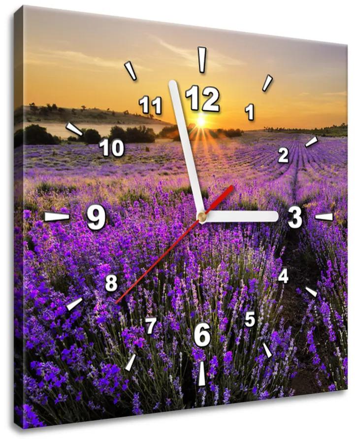 Gario Obraz s hodinami Levanduľové pole Rozmery: 40 x 40 cm