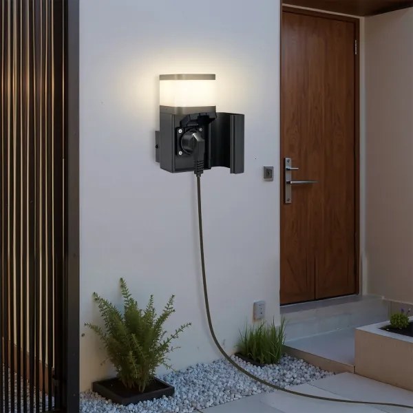 Brilagi - Vonkajšie nástenné svietidlo so zásuvkou SCHUKO PILLAR 1xG9/11W/230V IP44 antracit