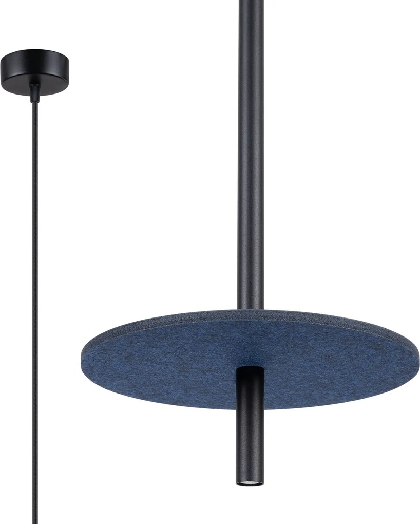 Závesné svietidlo Feltro 1, 1x čierne kovové tienidlo, bl