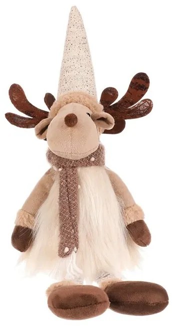 Vianočná dekorácia Sob visiace nohy, v. 54 cm, béžová/hnedá